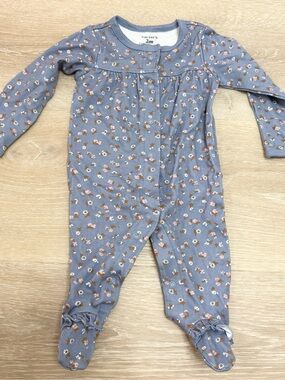 Carter's Baby Floral Footed One-Piece in Dusty Blue